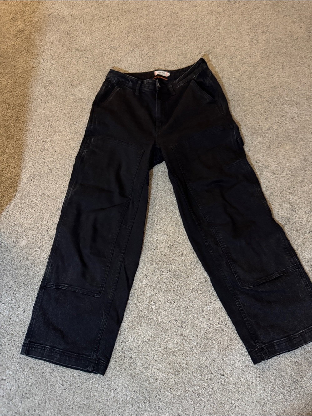 Men's ripton & Co Black Wide-Leg Utility Jeans Cargo-inspired  Pants 30x28
